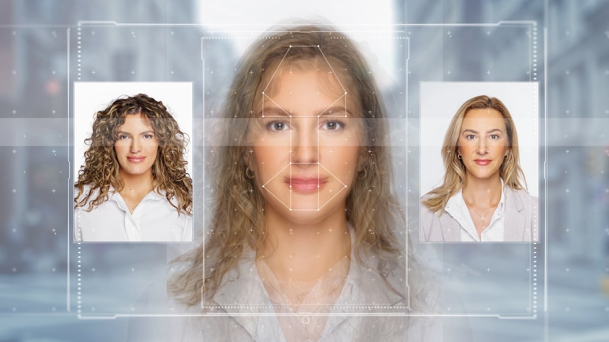 AI altering a woman's face to evade cybersecurity measures