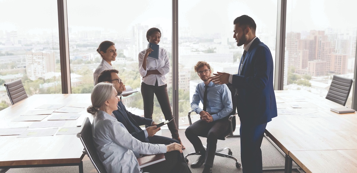 Group of business leaders in a meeting